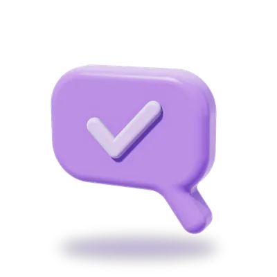 3D answer bubble with a checkmark